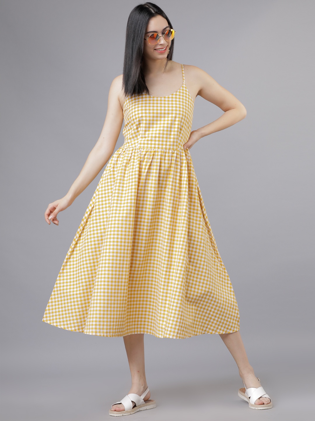 

Tokyo Talkies Women Mustard Fit and Flare Dress