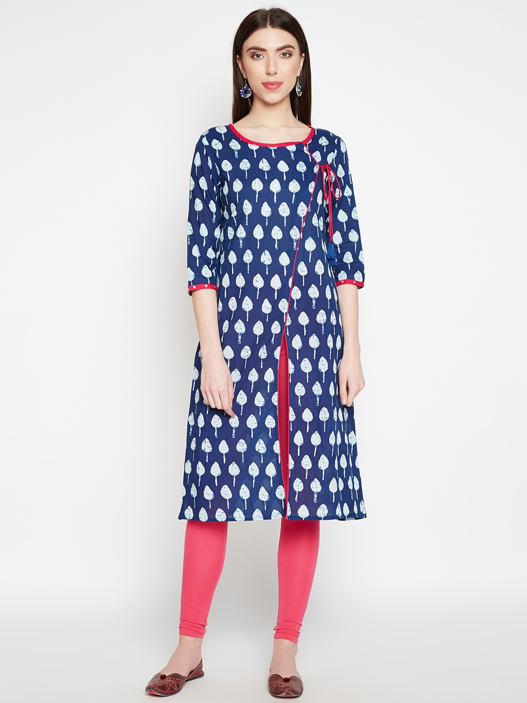 

Be Indi Women Blue & Off-White Printed A-Line Kurta