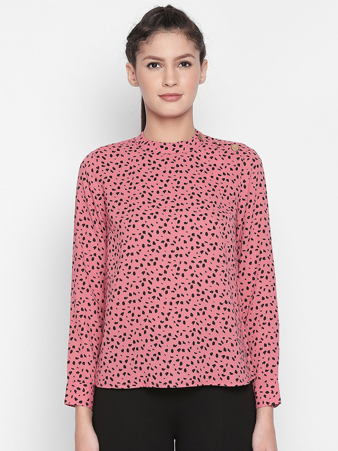 

Annabelle by Pantaloons Women Pink & Black Printed Top