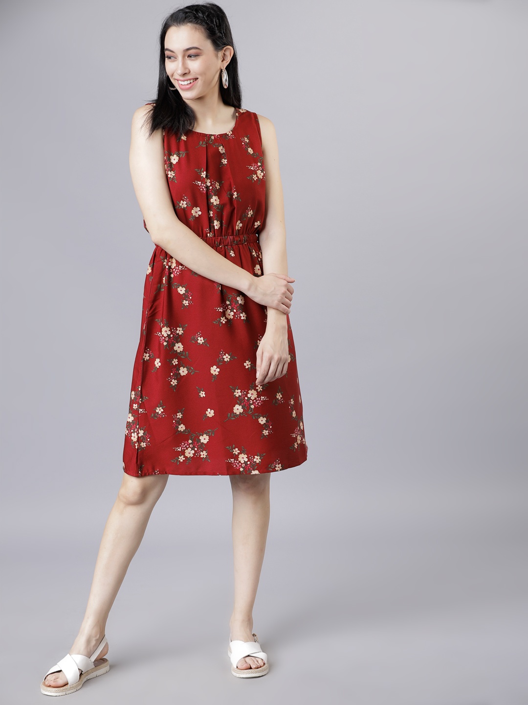 

Tokyo Talkies Women Red Blouson Dress