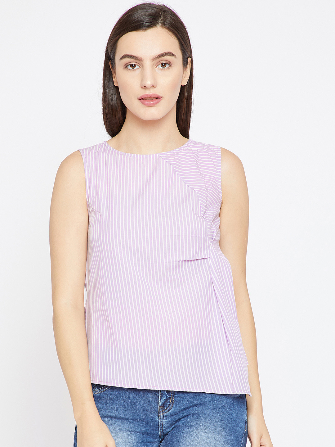 

Marie Claire Women Lavender & White Striped Top