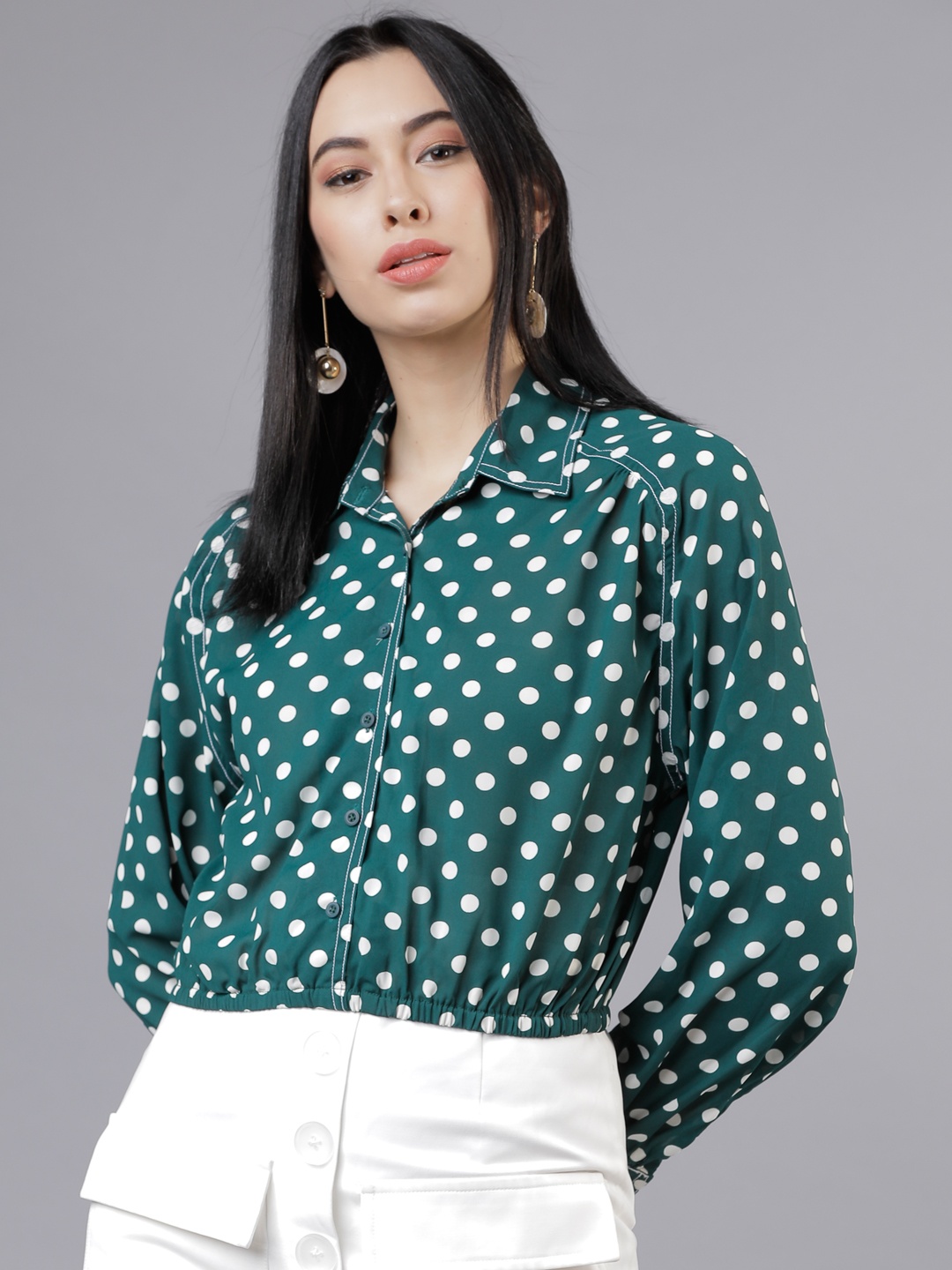 

Tokyo Talkies Women Green Regular Fit Printed Casual Shirt