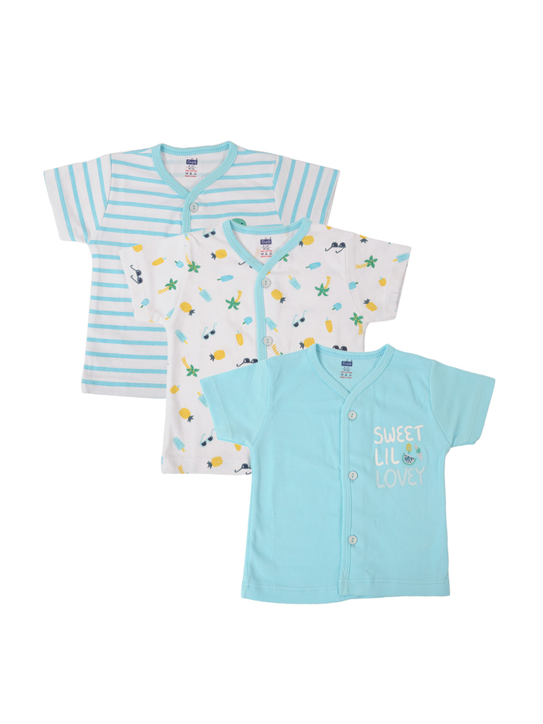 

Simply Infants Pack of 3 V-Neck Jhablas, Blue