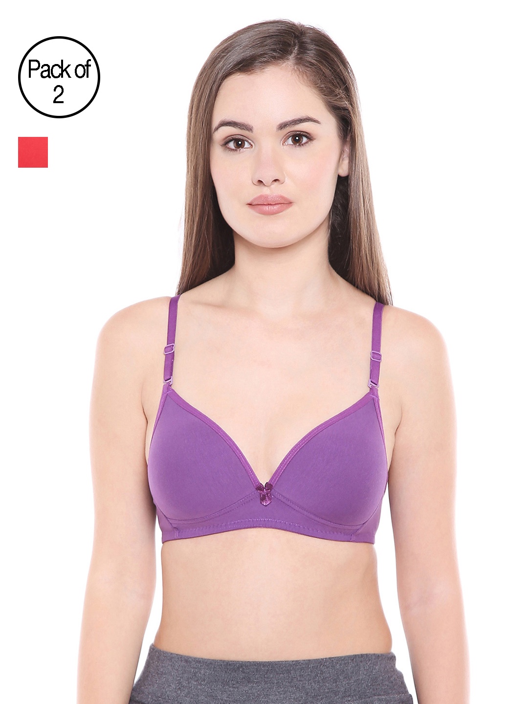

Bodycare Pack of 2 Assorted Lightly Padded T-shirt Bras E6552DPURE