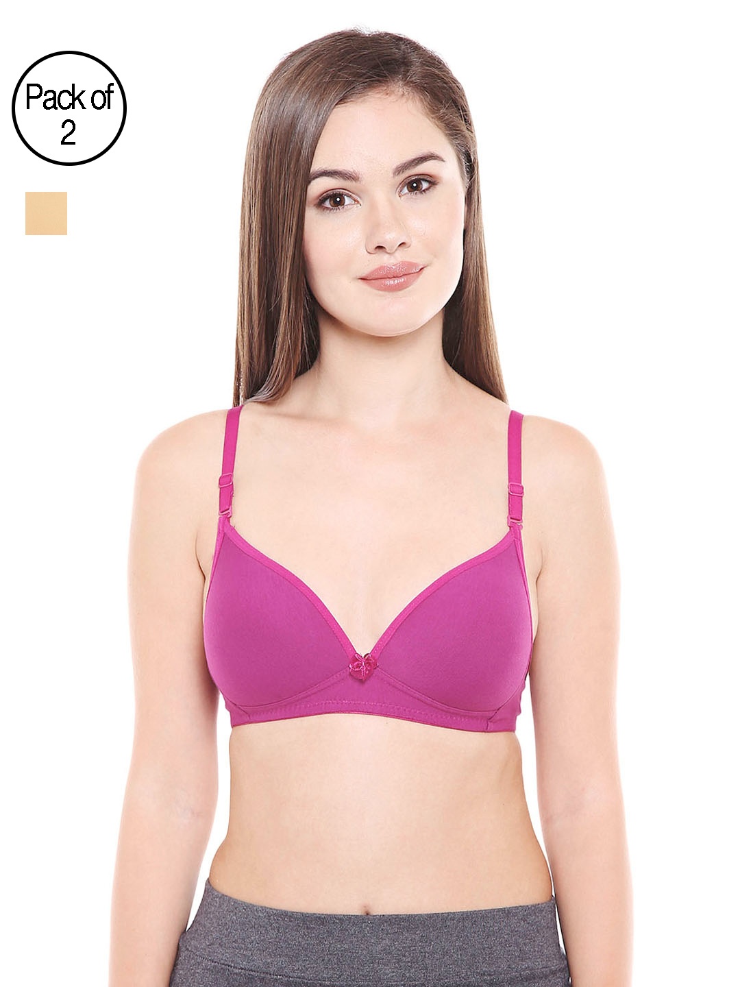

Bodycare Women Pack of 2 Assorted Lightly Padded T-shirt Bras E6552SWI