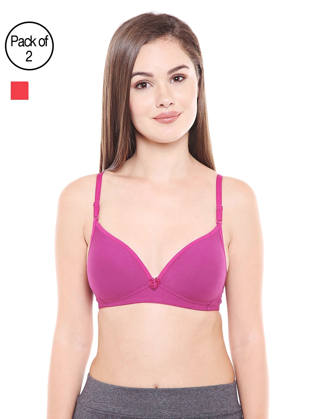 

Bodycare Women Pack of 2 Assorted Lightly Padded T-shirt Bras E6552REWI