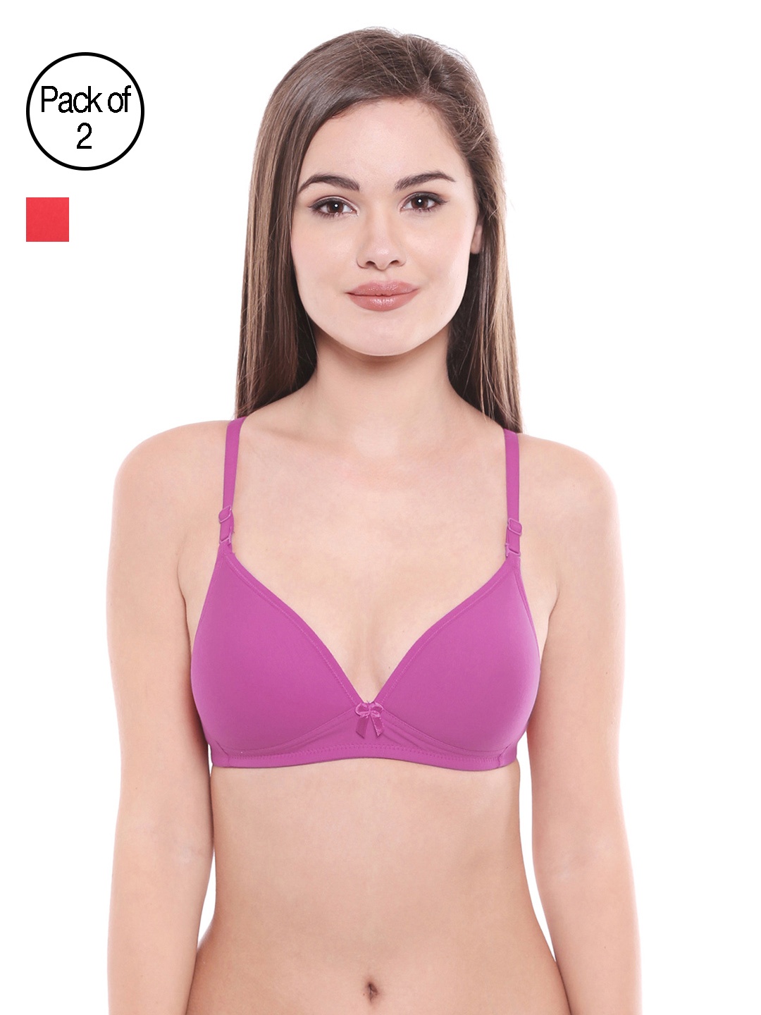 

Bodycare Pack of 2 Assorted Lightly Padded T-shirt Bras E6552COLOV