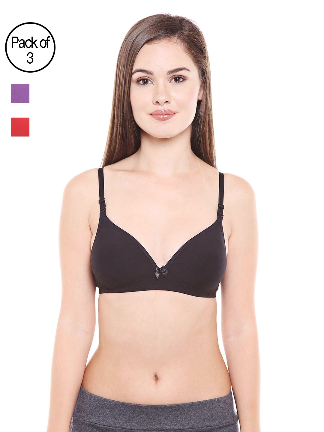 

Bodycare Women Pack of 3 Assorted Lightly Padded T-shirt Bras E6552BCODPU