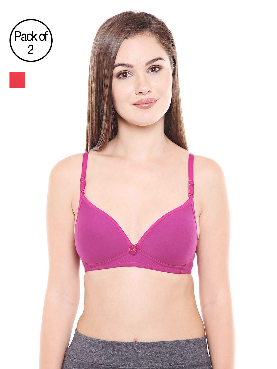 

Bodycare Pack of 2 Assorted Lightly Padded T-shirt Bras E6552COWI