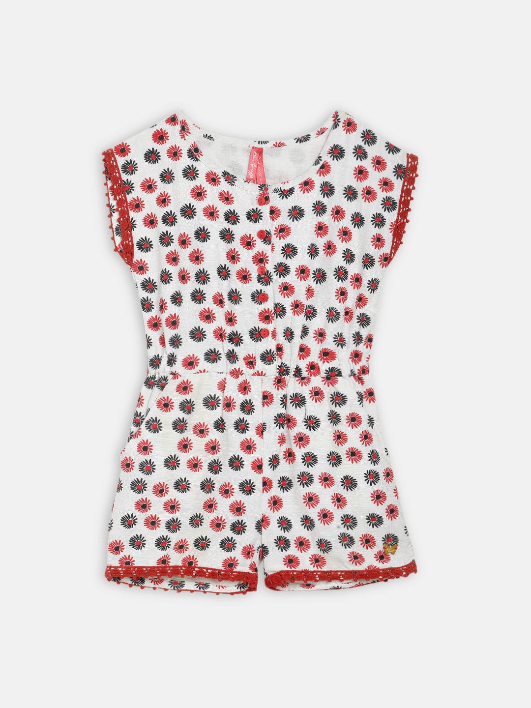 

Blue Giraffe Girls Multicolored Printed Basic Playsuit, Multi