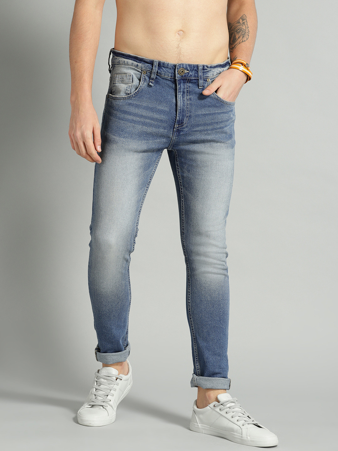 

The Roadster Lifestyle Co Men Blue Super Skinny Fit Mid-Rise Clean Look Stretchable Jeans