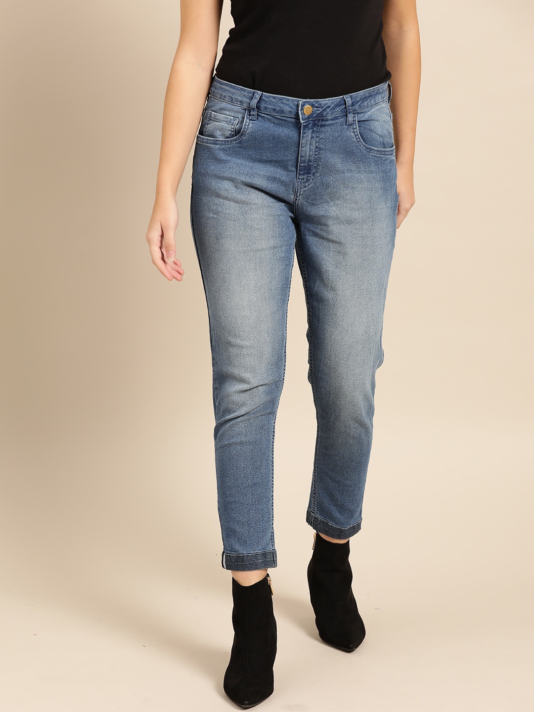 

DressBerry Women Blue Skinny Fit Mid-Rise Clean Look Stretchable Ankle Length Jeans