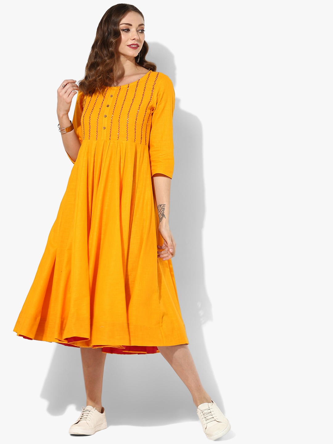 

Sangria Women Mustard Yellow A-Line Dress