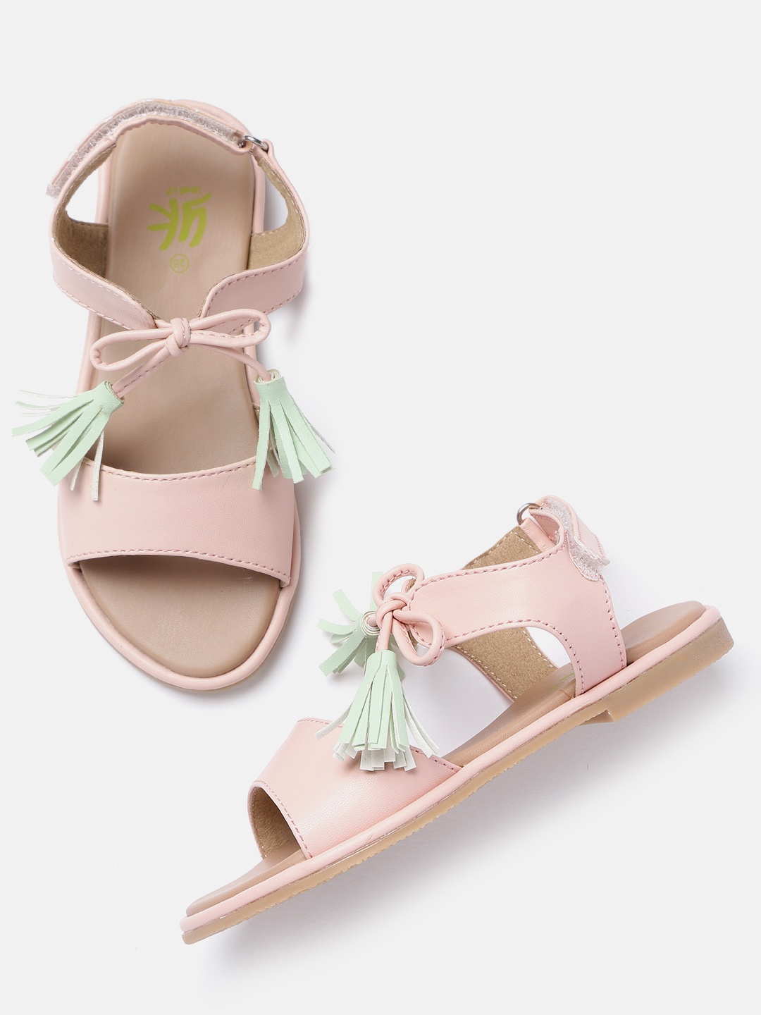 

YK Girls Peach-Coloured Solid Open Toe Flats