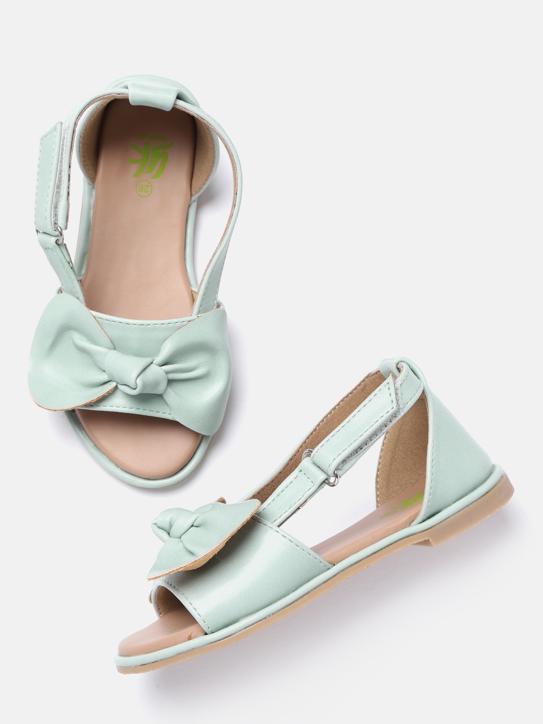 

YK Girls Mint Green Solid Open Toe Flats
