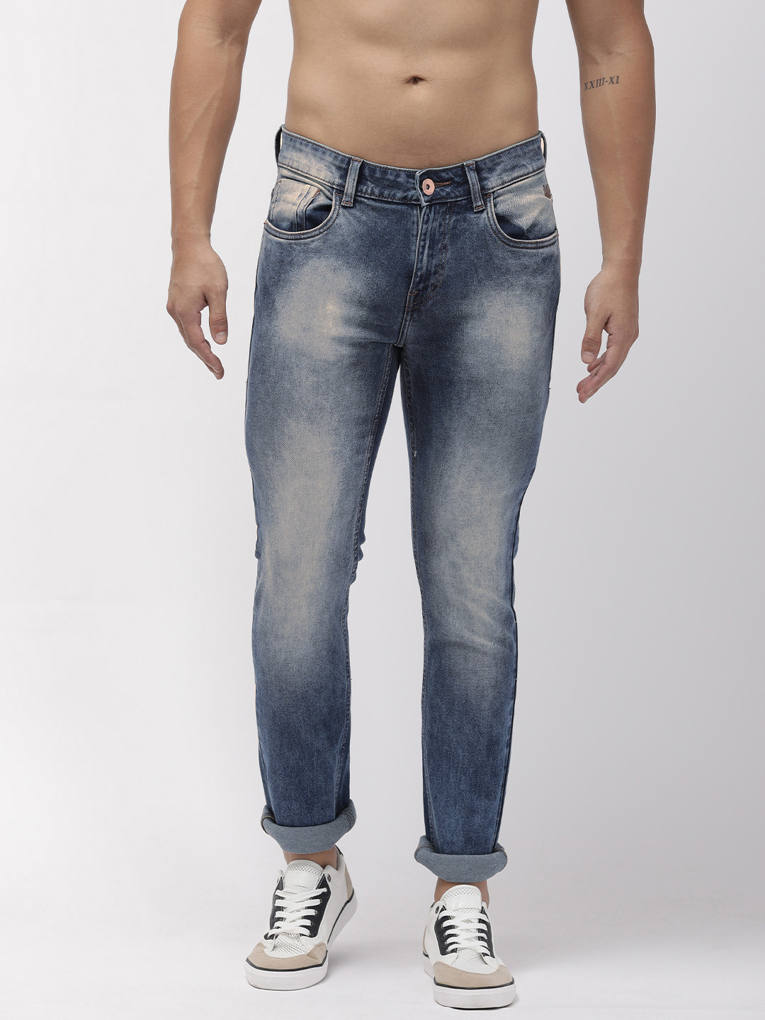 

Flying Machine Men Blue Micheal Slim Tapered Fit Mid-Rise Clean Look Stretchable Jeans