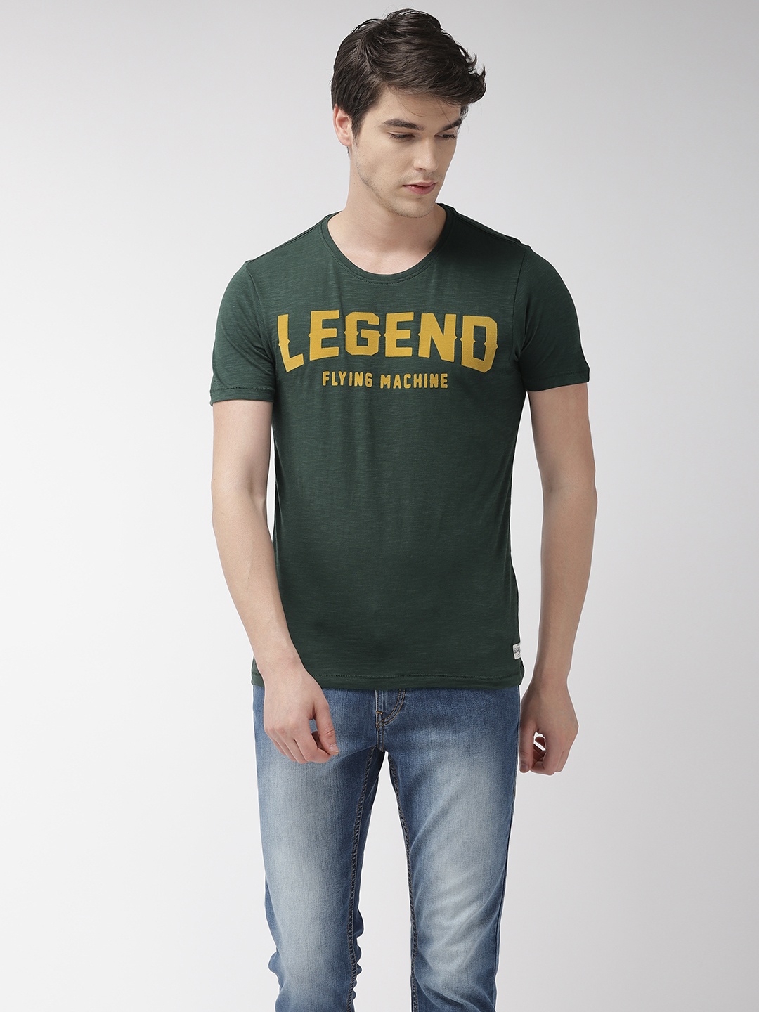 

Flying Machine Men Green Printed Round Neck Pure Cotton T-shirt