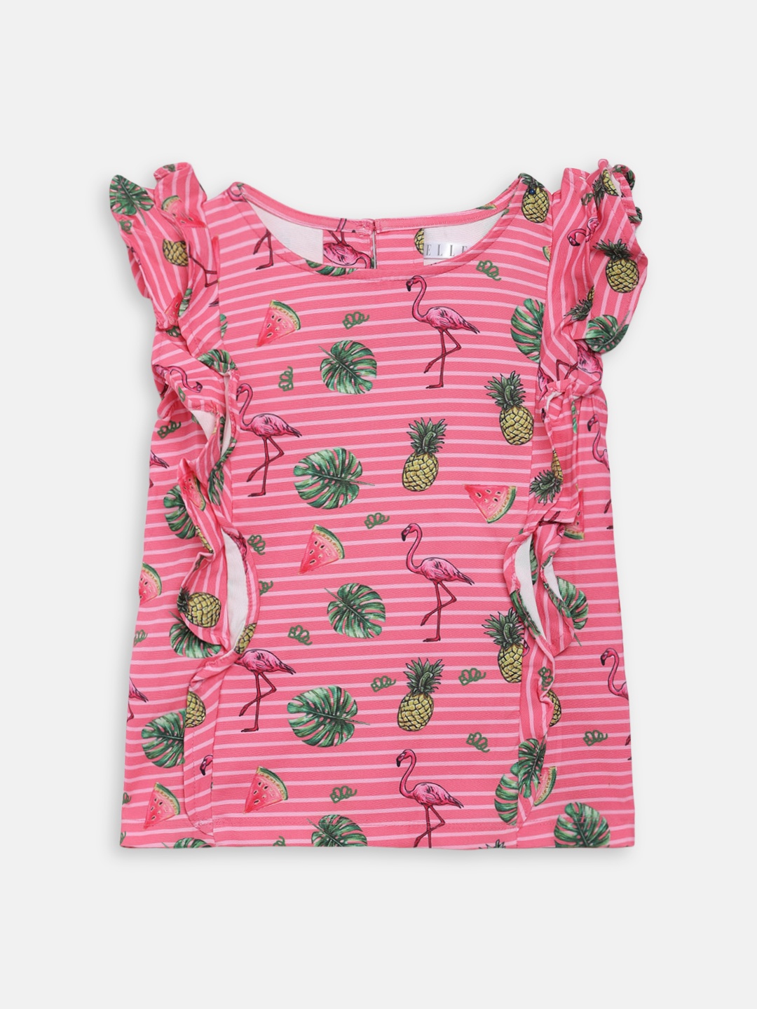 

ELLE Girls Pink Printed Pure Cotton Top
