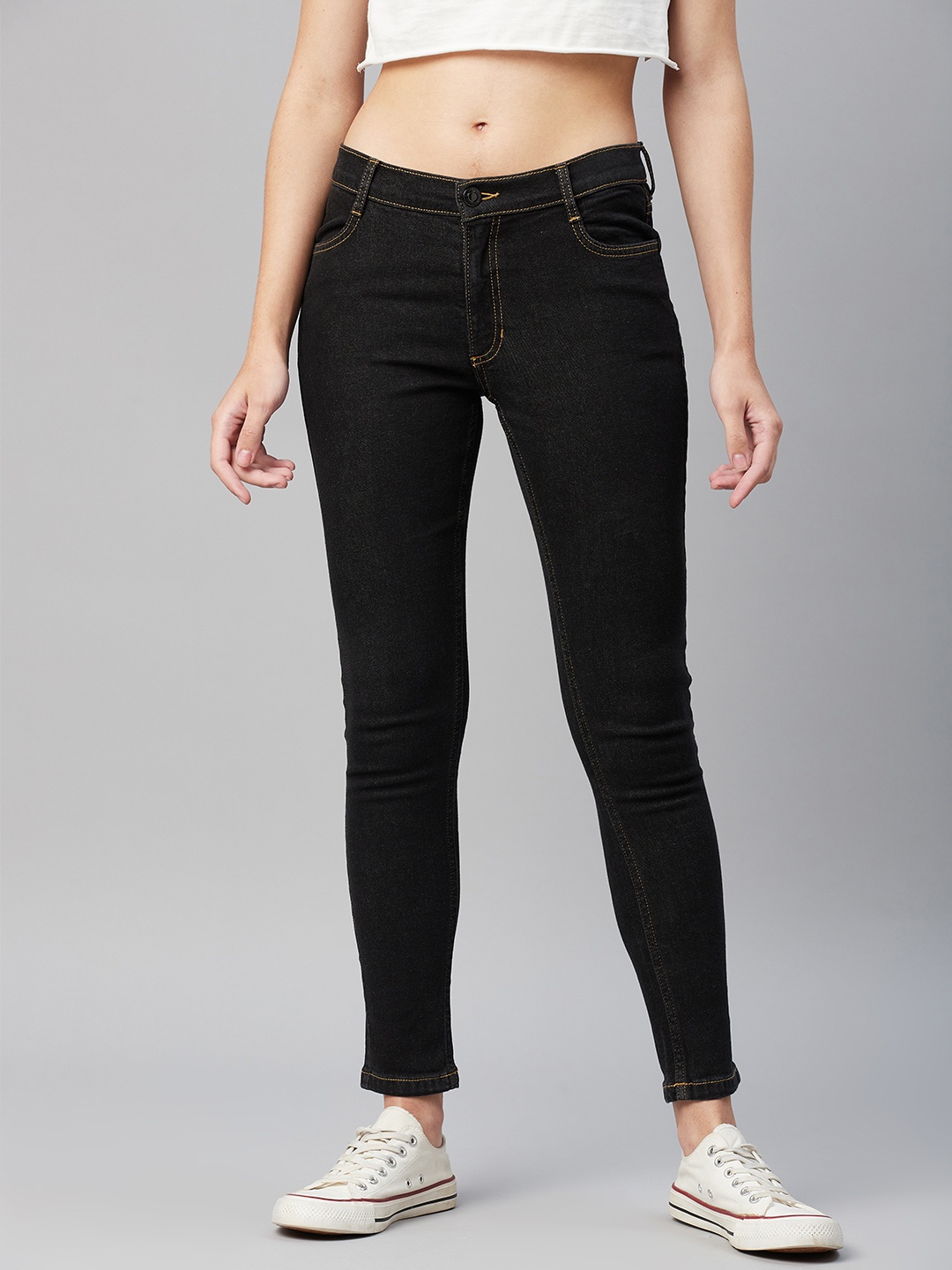 

Marks & Spencer Women Black Skinny Fit Mid-Rise Jeans