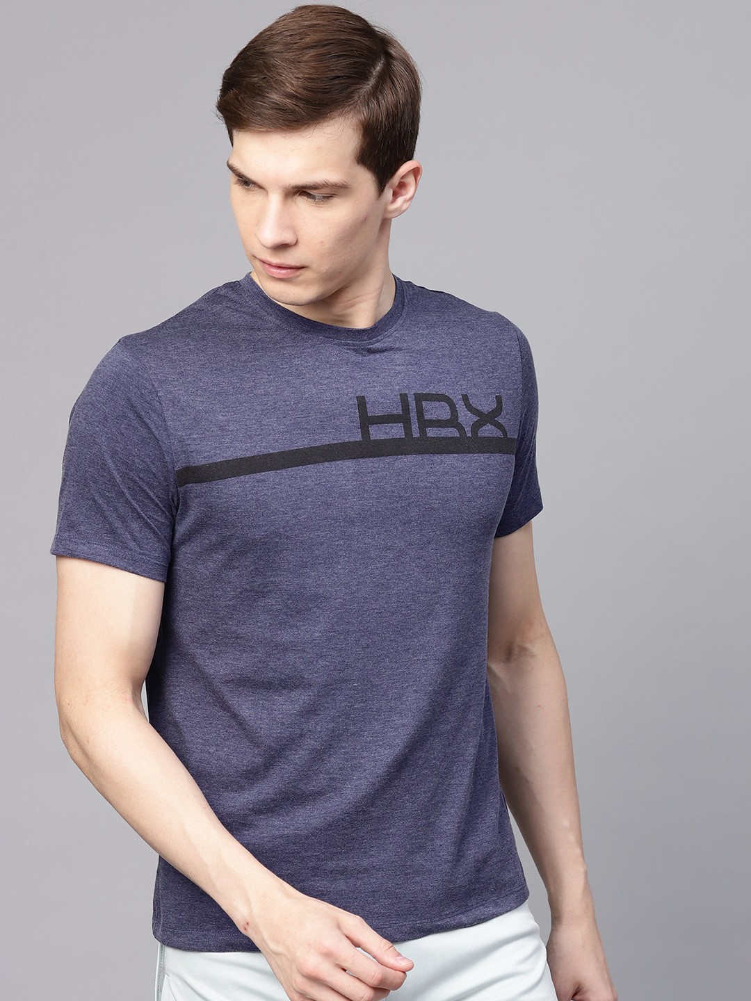 

HRX by Hrithik Roshan Men Navy Blue Solid Training T-shirt