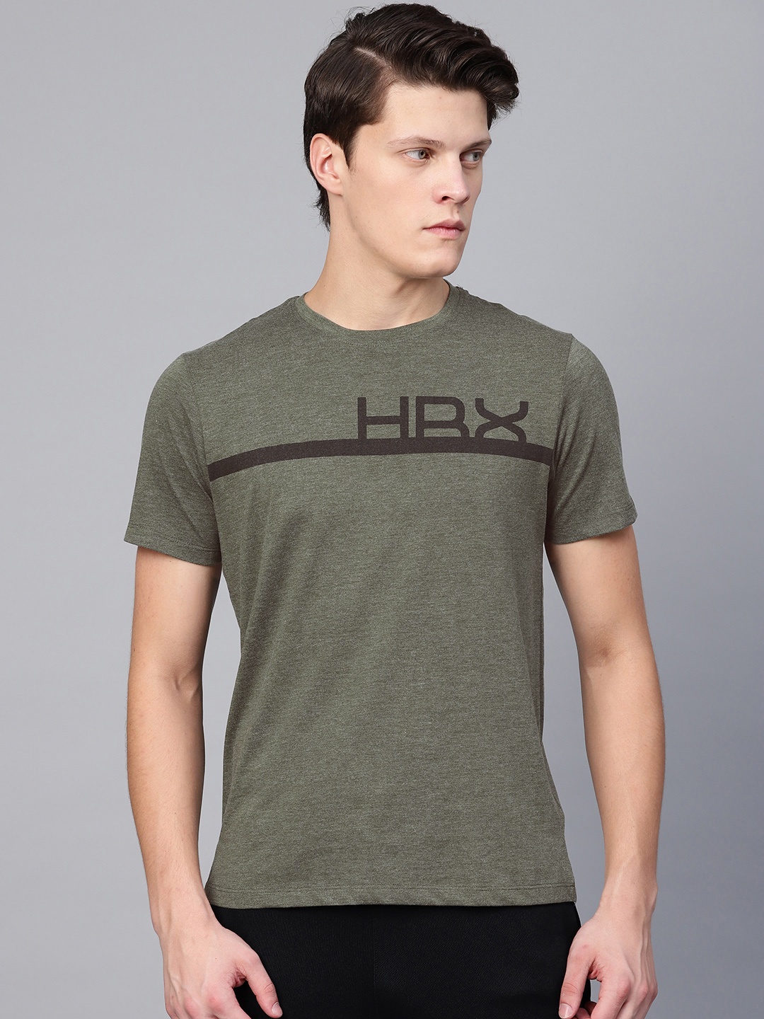 

HRX by Hrithik Roshan Men Olive Green Solid Training T-shirt