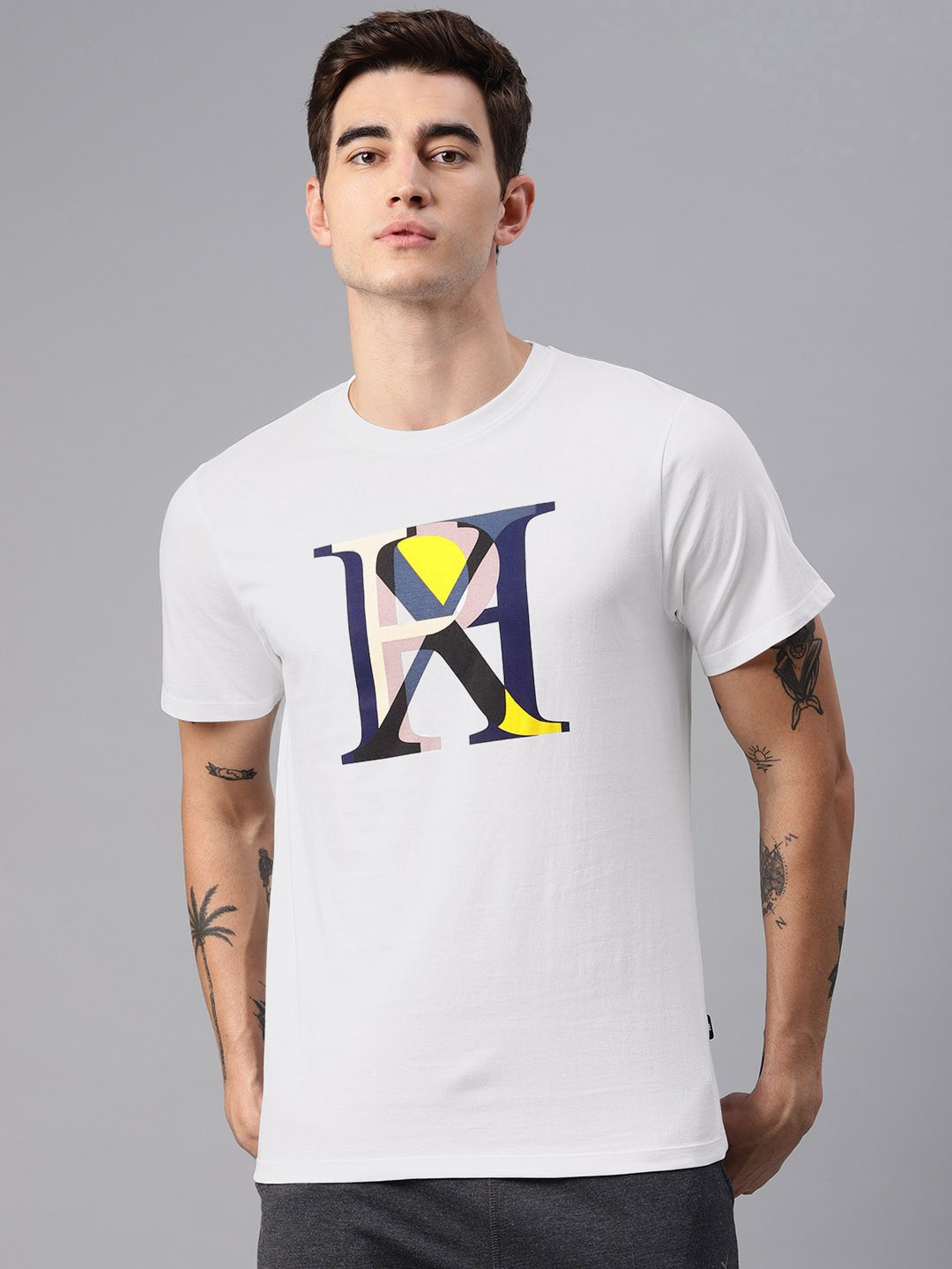

HRX by Hrithik Roshan Men Lifestyle White Printed Round Neck Pure Cotton T-shirt