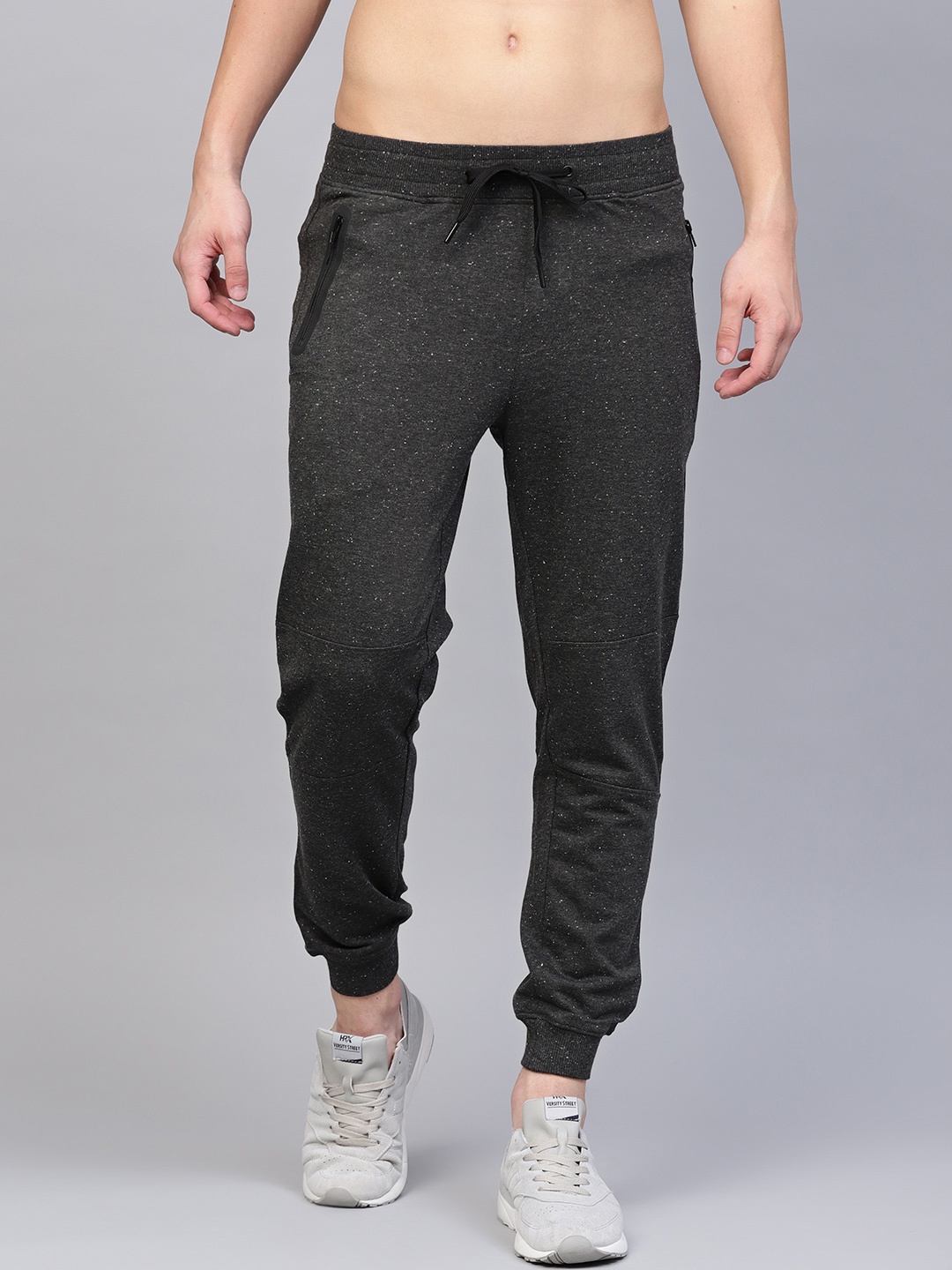 

HRX by Hrithik Roshan Men Charcoal Grey Self Design Slim Fit Joggers