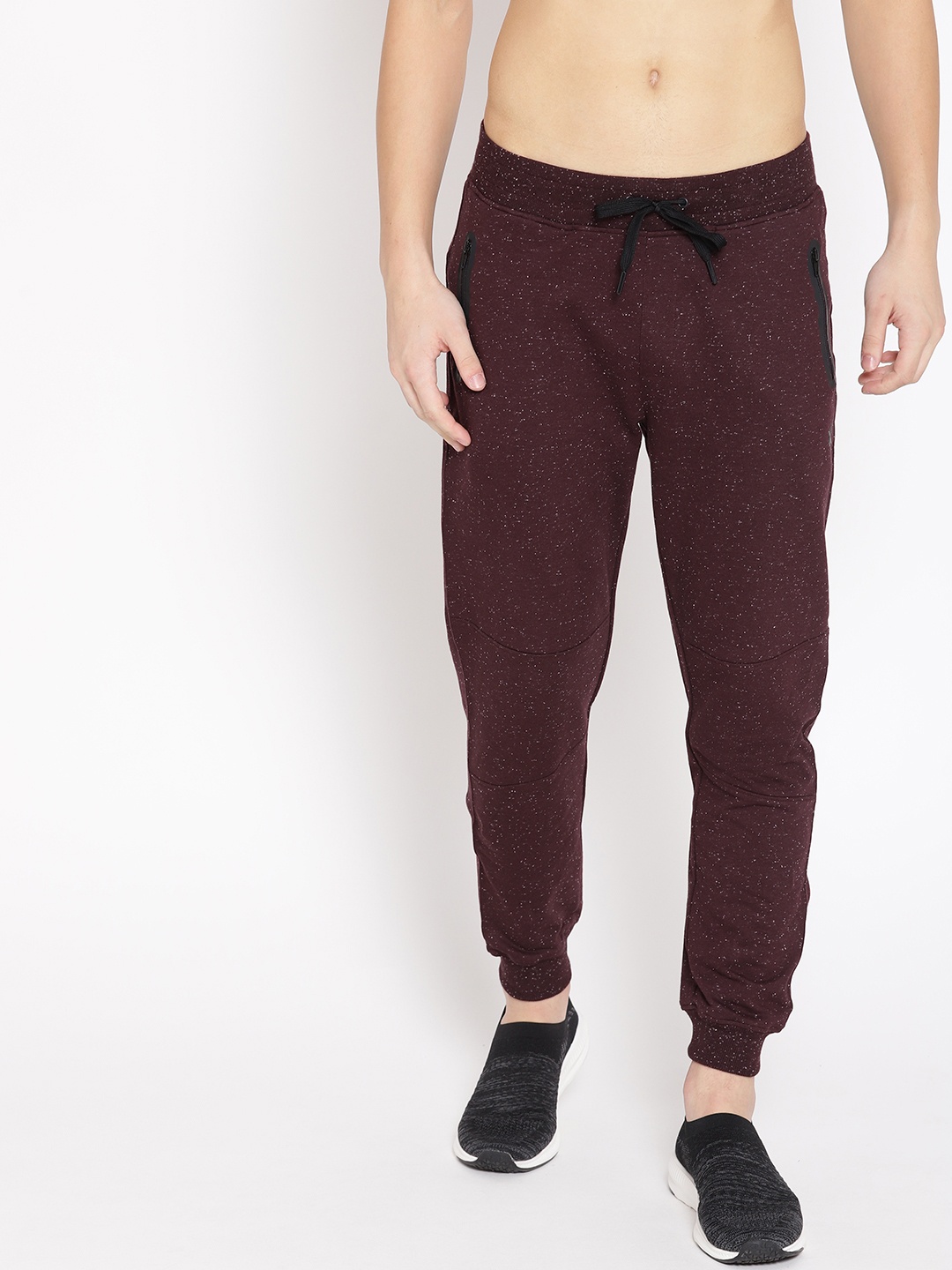 

HRX by Hrithik Roshan Men Burgundy Self Design Slim Fit Joggers