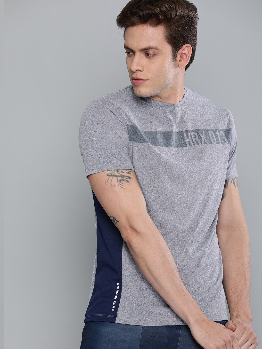 

HRX by Hrithik Roshan Men Navy Blue Solid Running Regular Fit Round Neck T-shirt