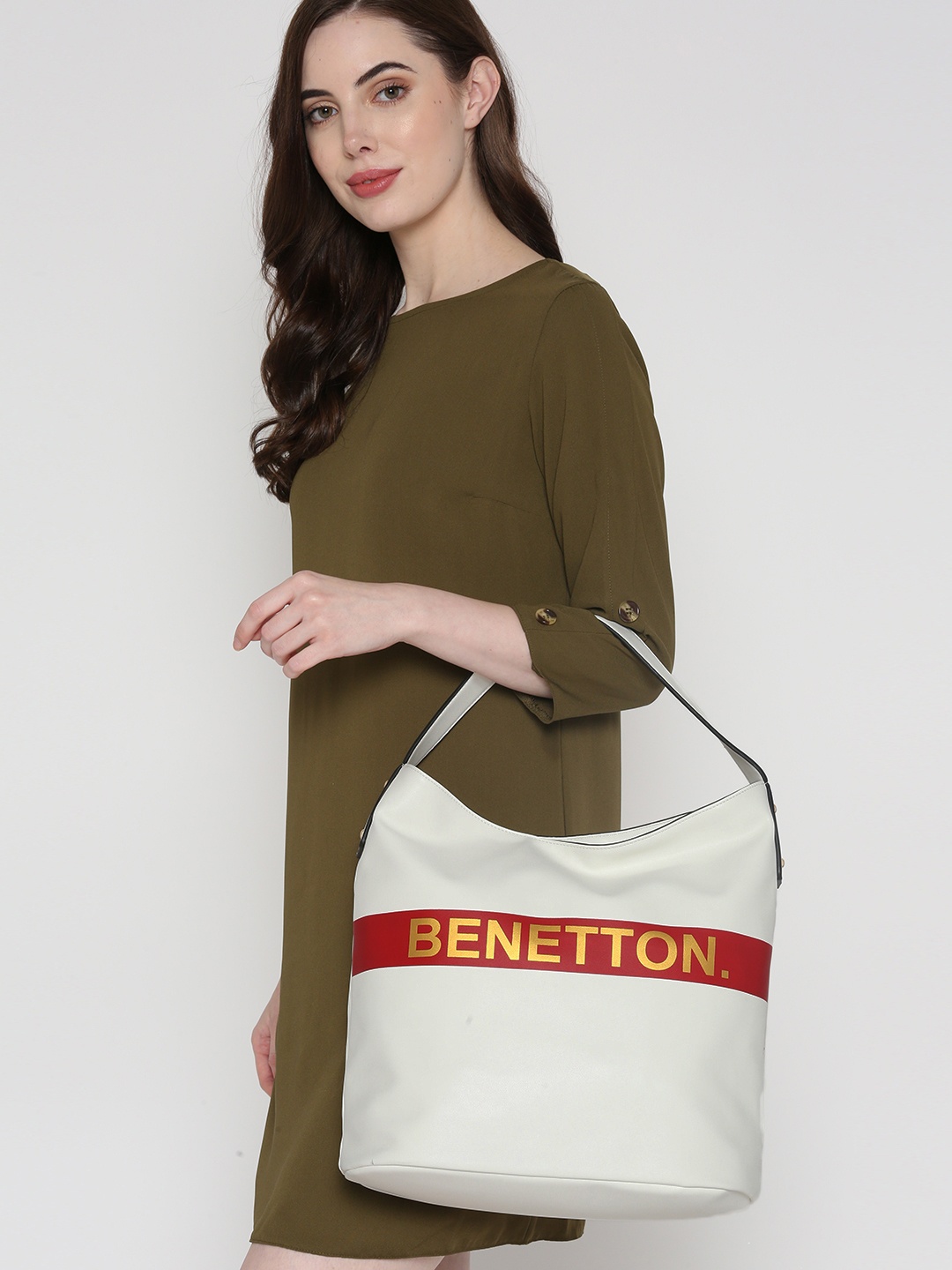 

United Colors of Benetton White & Red Printed Hobo Bag