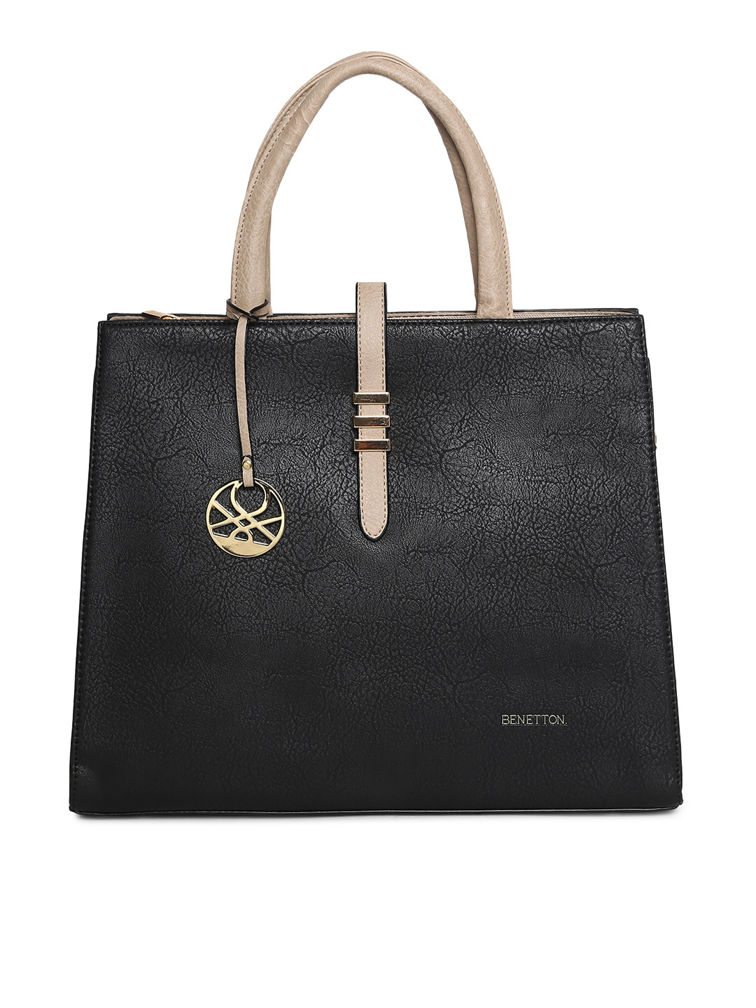 

United Colors of Benetton Black Solid Handheld Bag