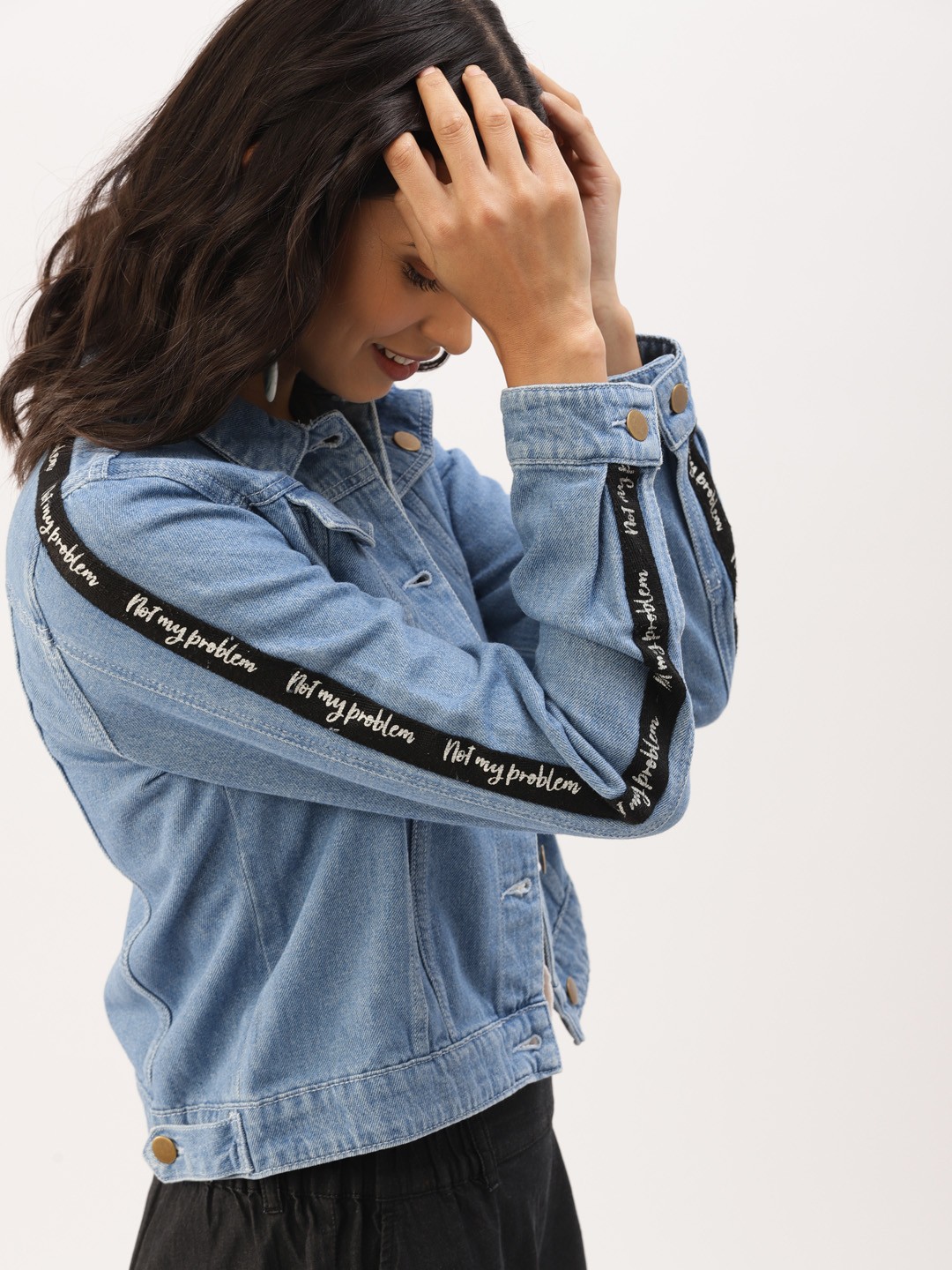 

DressBerry Women Blue Solid Denim Jacket