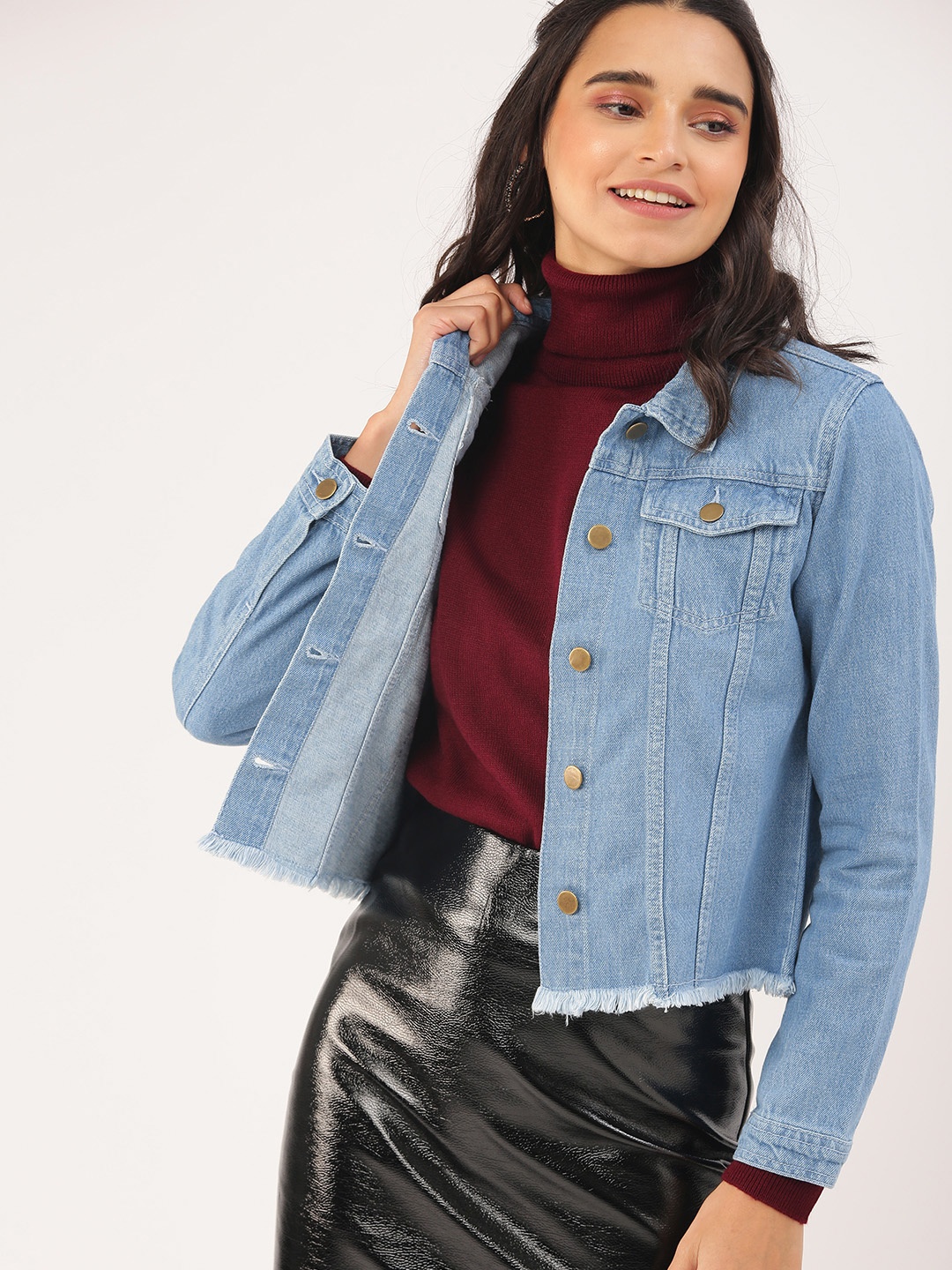 

DressBerry Women Blue Solid Denim Jacket