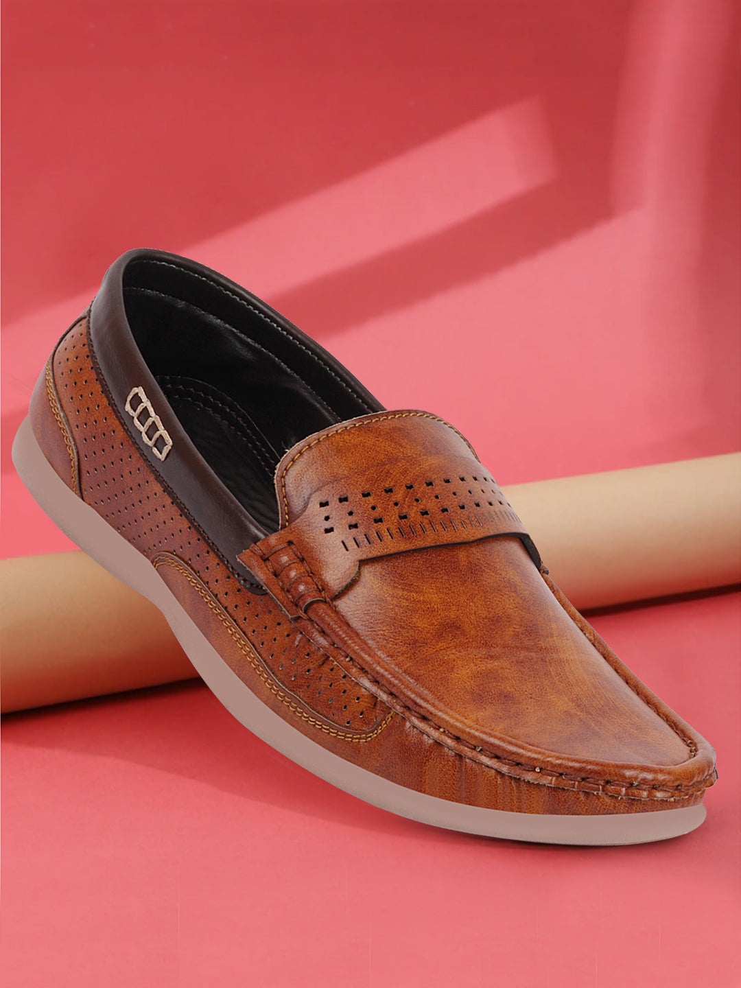 

FAUSTO Men Tan Bown Penny Loafers