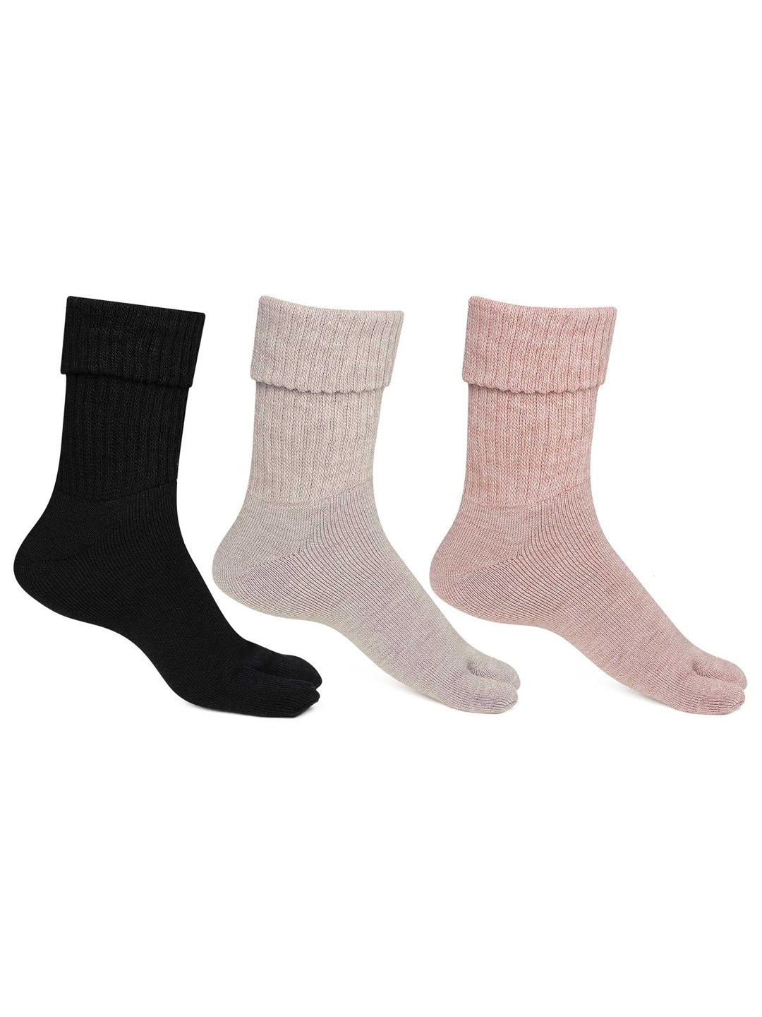 

Bonjour Women Pack of 3 Assorted Calf-Length Socks