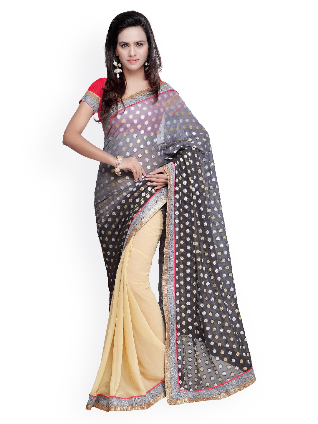 

Kalista Grey & Beige Chiffon Saree