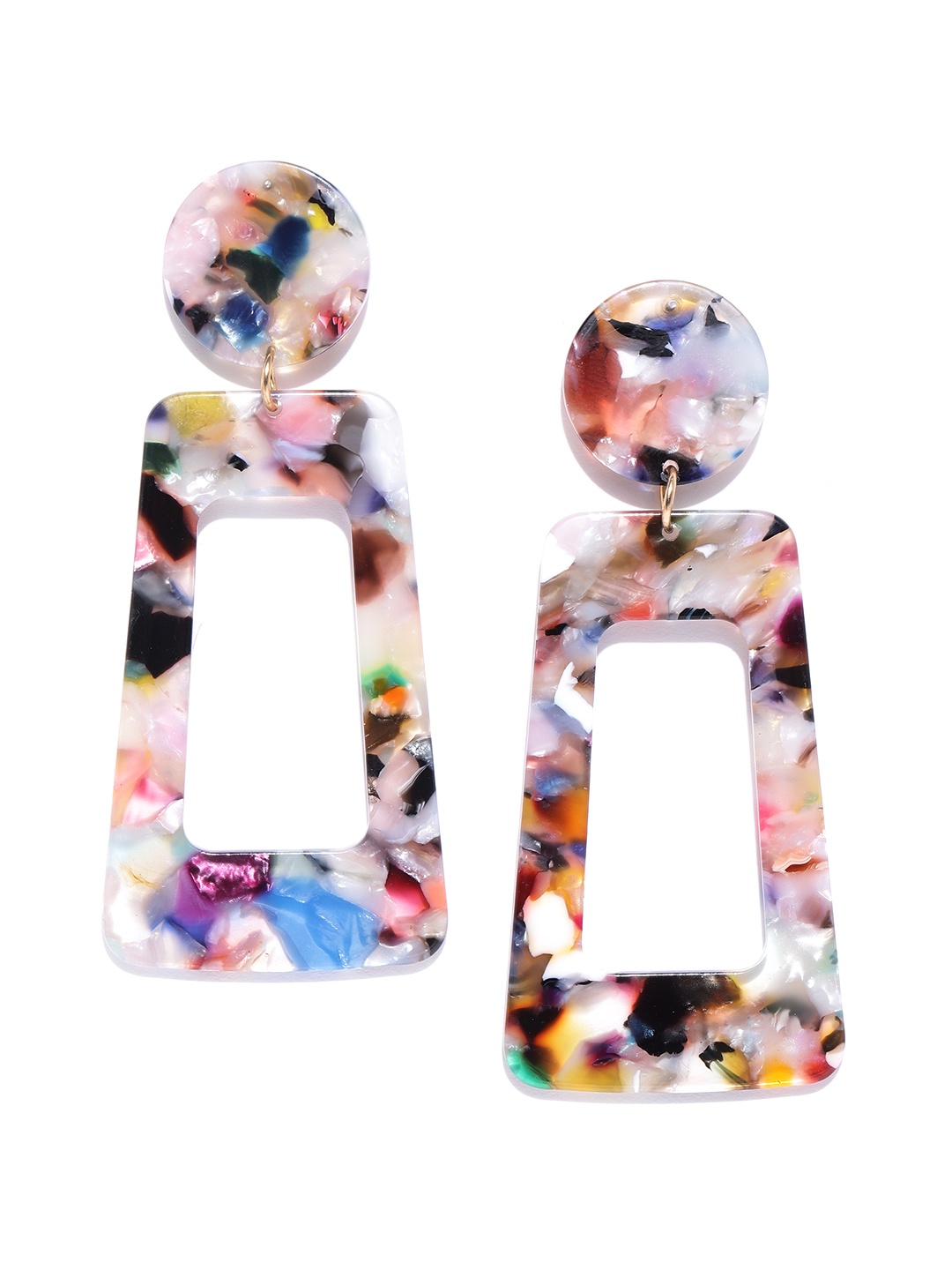 

DressBerry Multicoloured Printed Geometric Drop Earrings, Multi