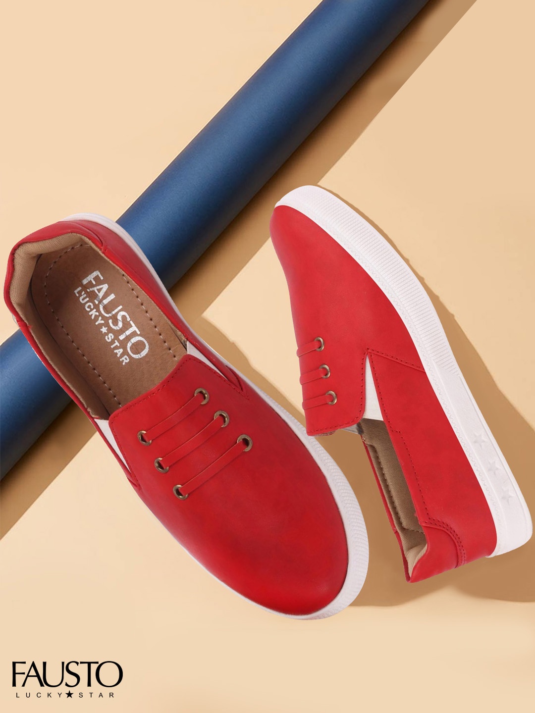 

FAUSTO Women Red Solid Slip-On Sneakers