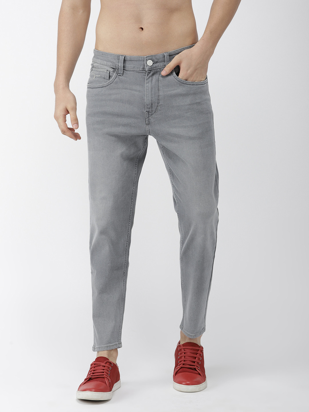 

Flying Machine Men Grey MJMankle Regular Fit Mid-Rise Clean Look Stretchable Cropped Jeans