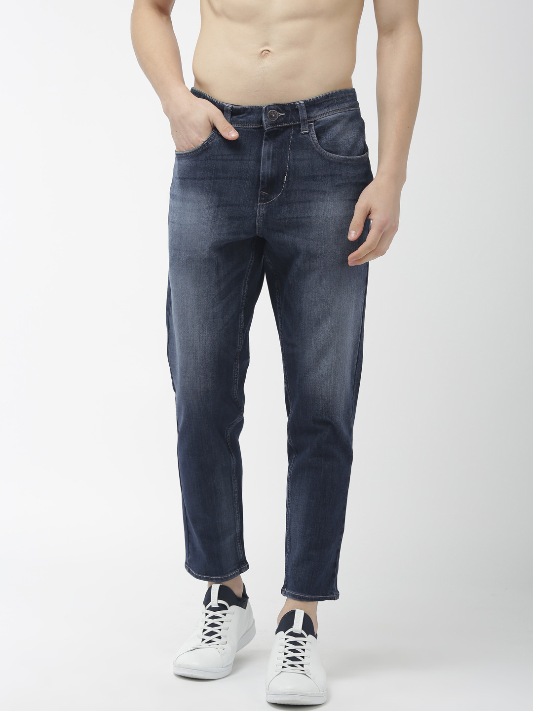 

Flying Machine Men Blue Regular MJ Mankle Regular Fit Mid-Rise Cropped Stretchable Jeans