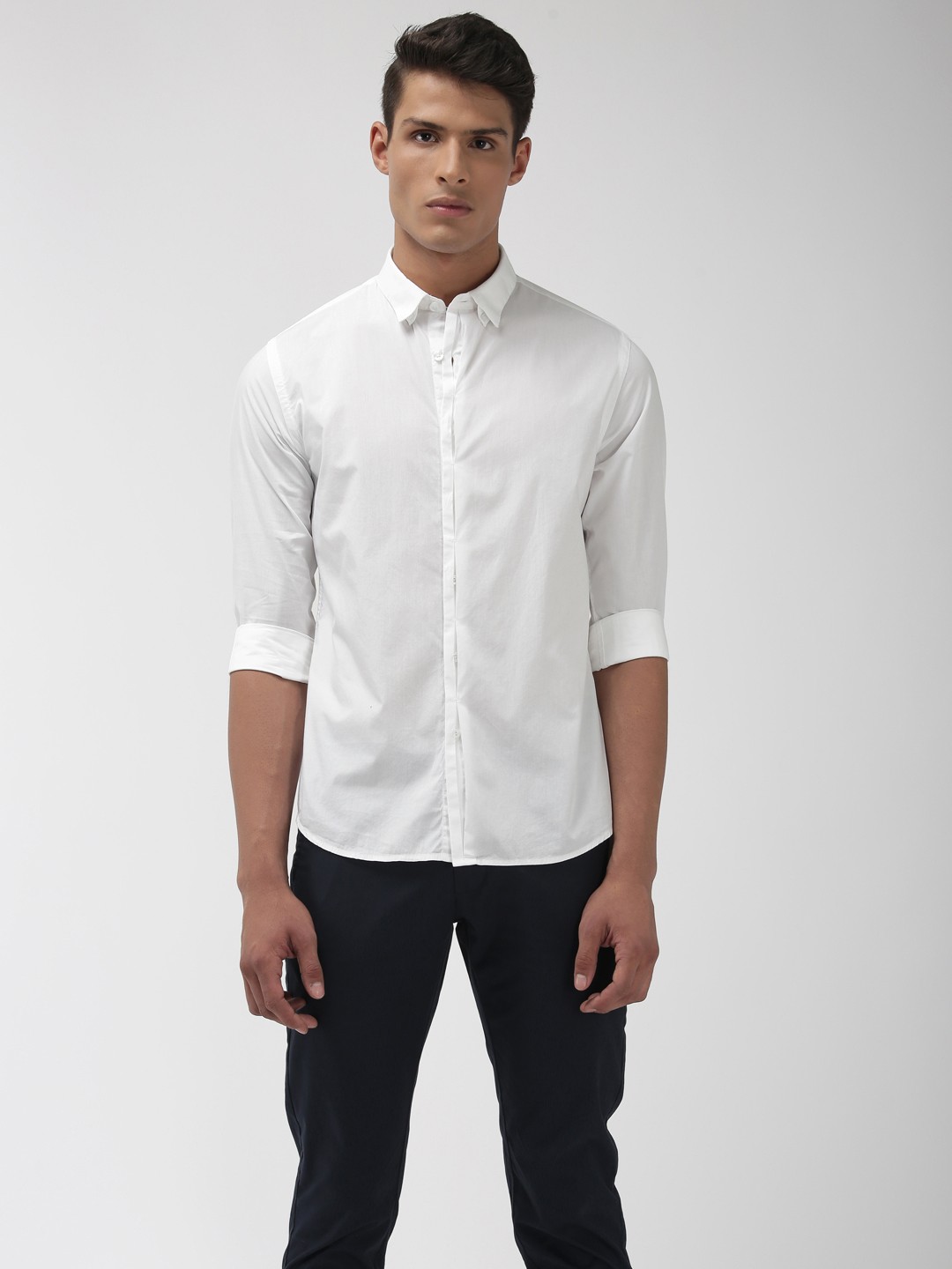 

Flying Machine Men White Slim Fit Solid Casual Shirt