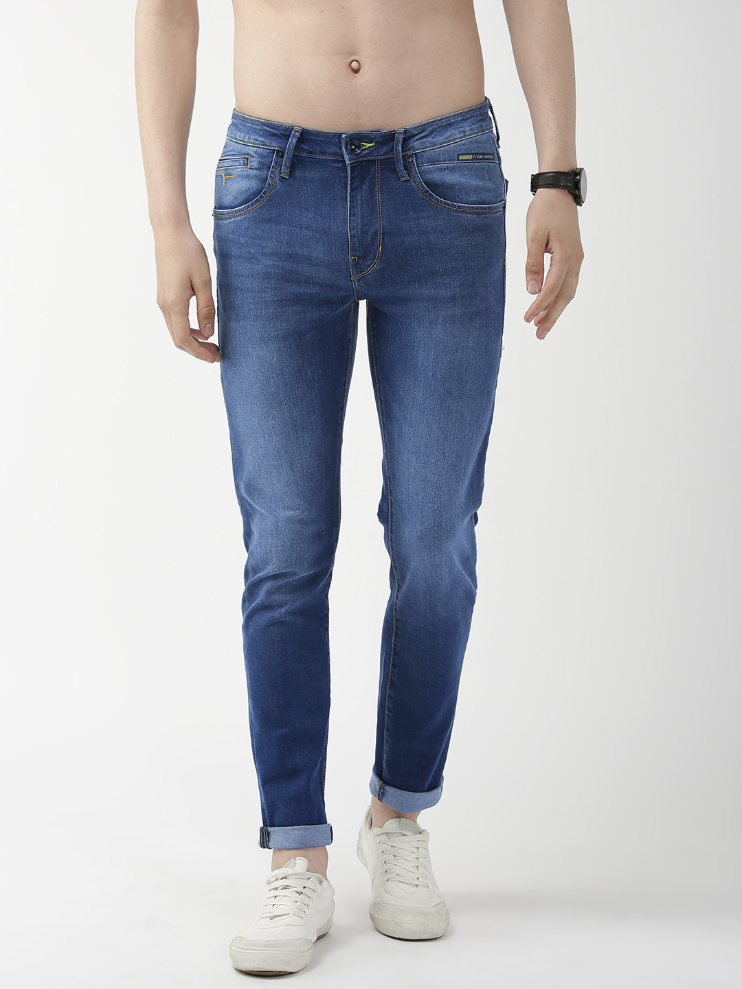 

Flying Machine Men Blue Micheal Slim Tapered Fit Mid-Rise Clean Look Stretchable Jeans