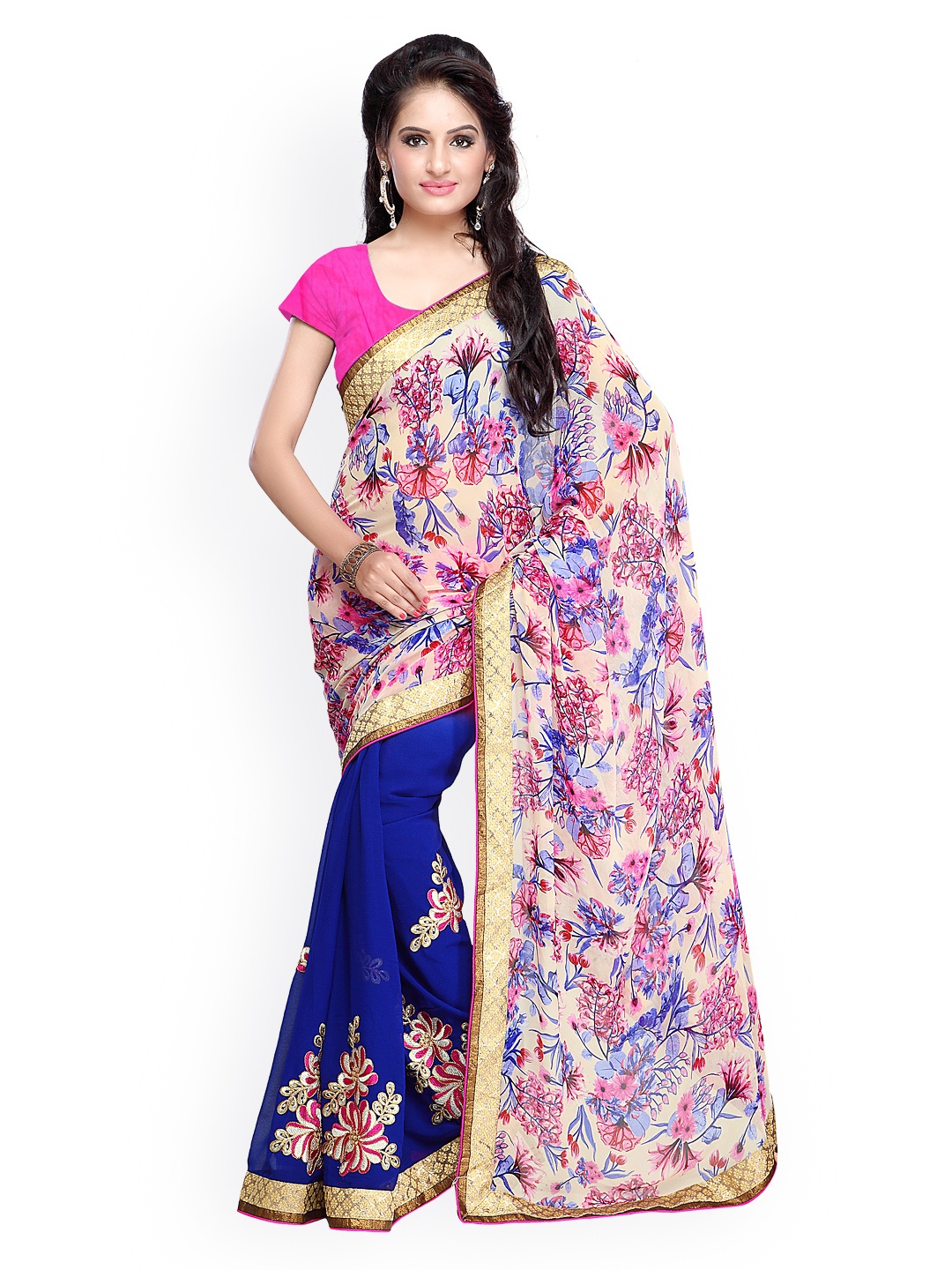 

Kalista Multicoloured Printed Chiffon Saree, Multi