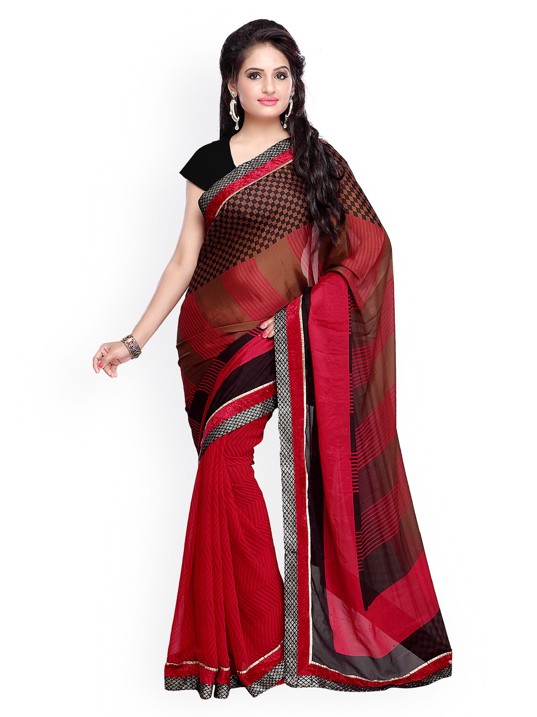

Kalista Maroon Printed Georgette Saree, Red