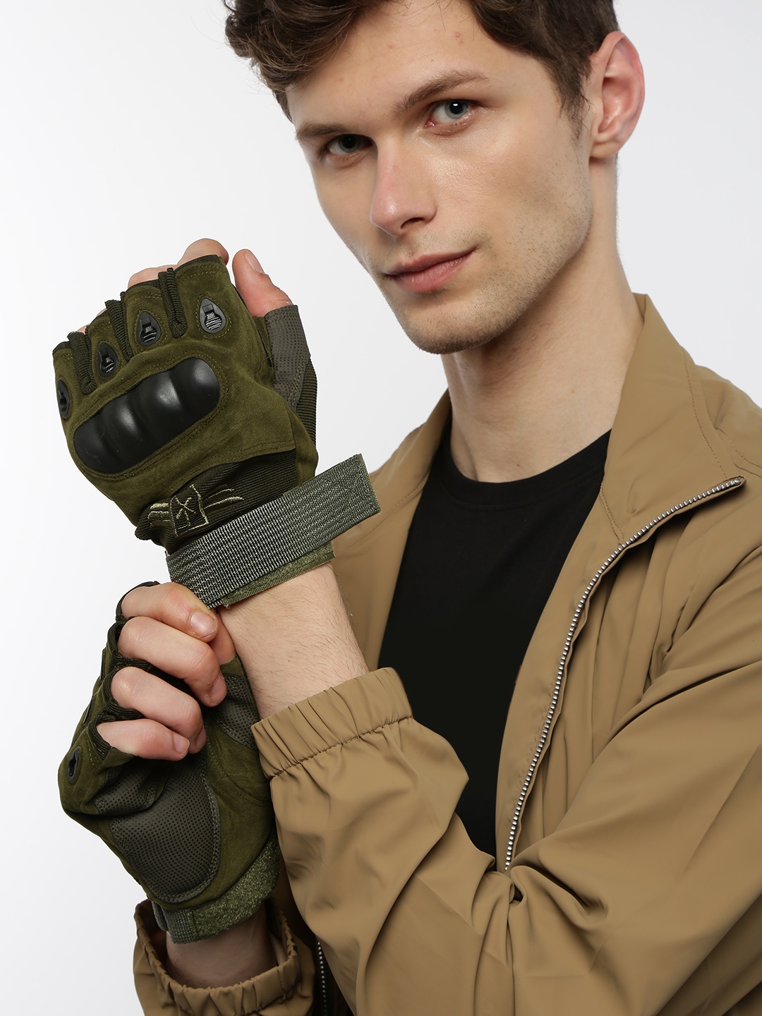

The Roadster Lifestyle Co Men Olive Green Motor Bike Hand Gloves