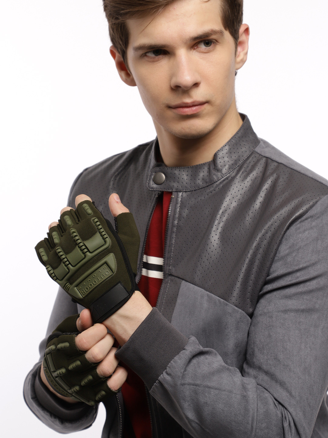 

The Roadster Lifestyle Co Men Green Motor Bike Hand Gloves