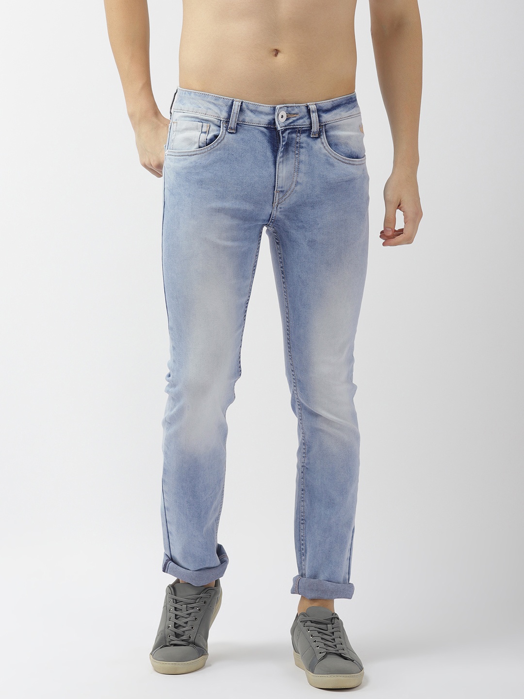 

Flying Machine Men Blue Michael Slim Tapered Fit Mid-Rise Clean Look Stretchable Jeans