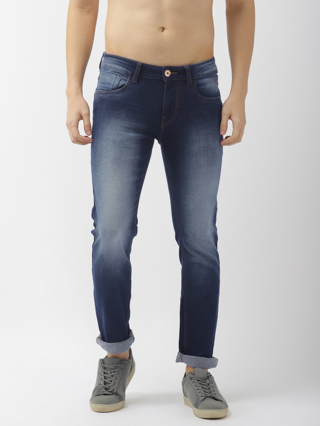 

Flying Machine Men Blue Michael Tapered Fit Mid-Rise Clean Look Stretchable Jeans
