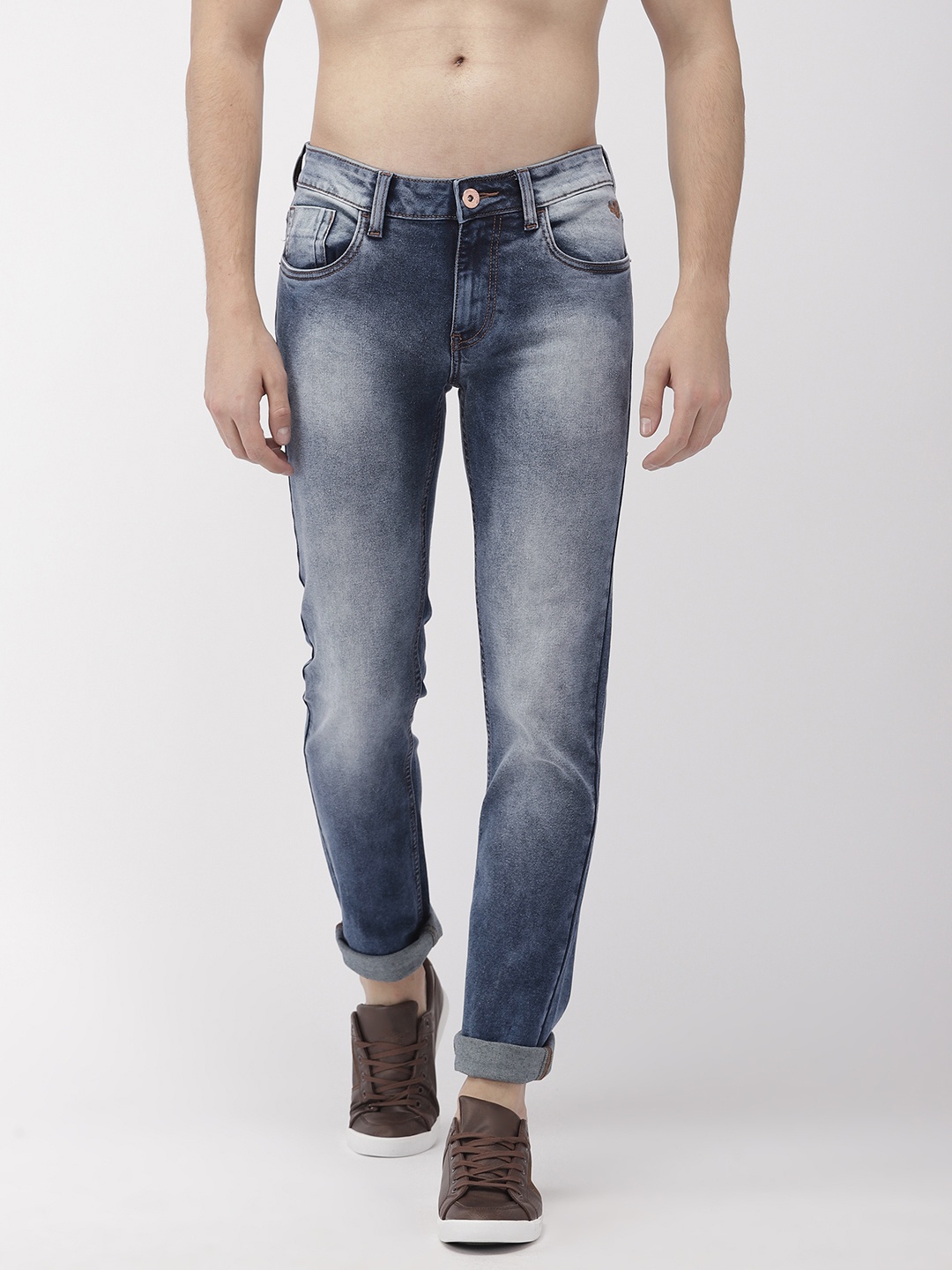 

Flying Machine Men Blue Tapered Fit Mid-Rise Clean Look Stretchable Jeans