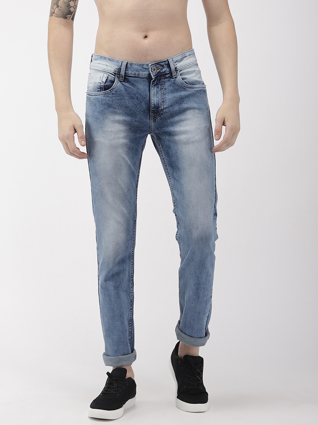 

Flying Machine Men Blue Tapered Fit Mid-Rise Clean Look Stretchable Jeans